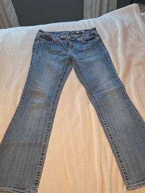 Miss Me Blue Flare Jeans with Subtle Whiskering